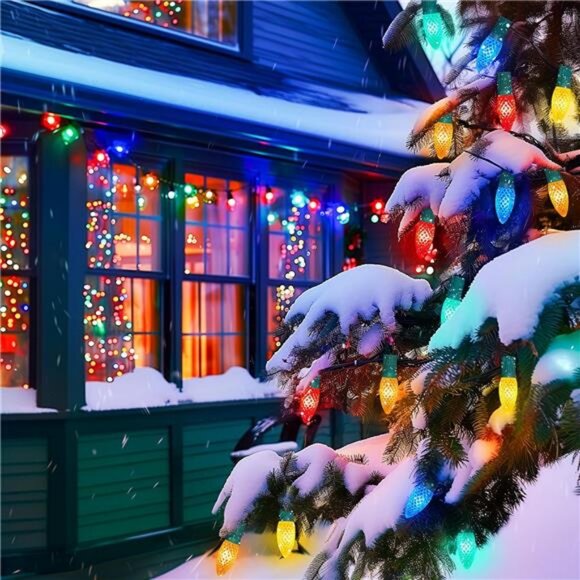 Christmas Pathway Lights Outdoor, 25.7 Feet 20 LED C9 Strawberry Walkway Lights - Picture 5 of 7